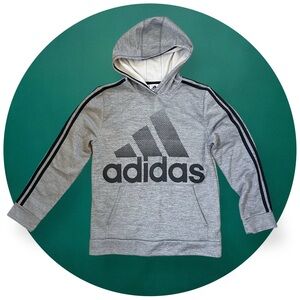 Adidas Kids' Gray Hoodie with Black Stripes Size XL